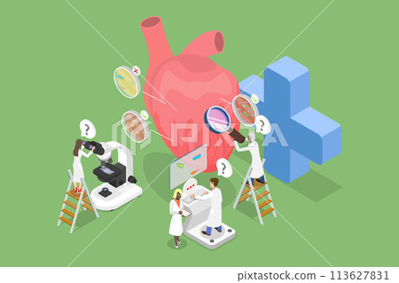 3D Isometric Flat Vector Illustration of Bowel Microorganism Detection And Research, Medicine and Healthcare 113627831