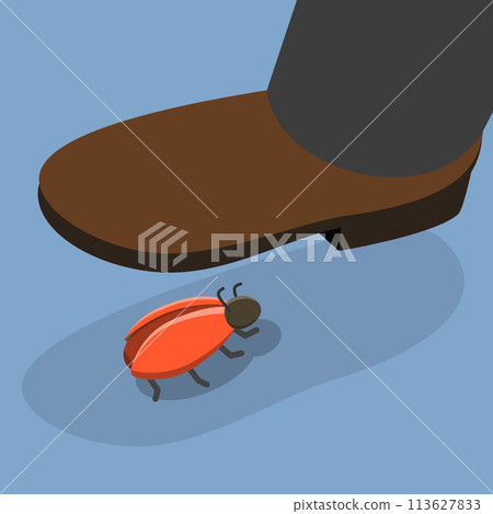 3D Isometric Flat Vector Illustration of Squashing Bug, Pest Control Service 3D Isometric Flat Vector Illustration of Squashing Bug, Pest Control Service 113627833