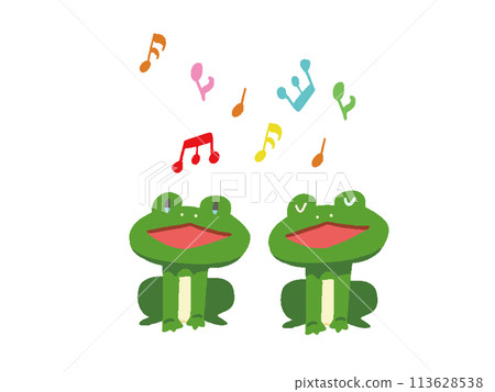 A deformed pop illustration of a singing frog A deformed pop illustration of a singing frog 113628538