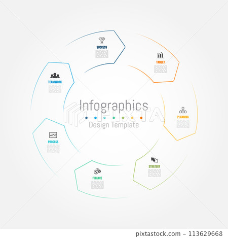 Infographic 7 options design elements for your business data. Vector Illustration. Infographic 7 options design elements for your business data. Vector Illustration. 113629668