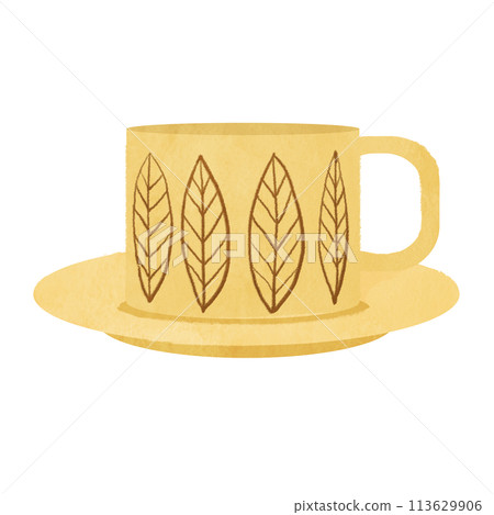 Brown coffee cup with Nordic pattern Brown coffee cup with Nordic pattern 113629906