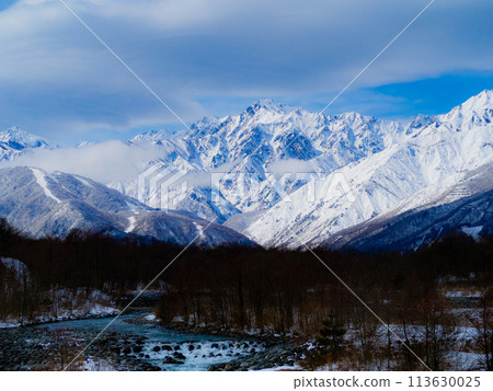 冬季的北阿爾卑斯山：五龍山、松川 113630025