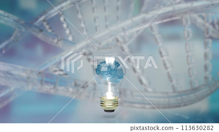The Brain light bulb on dna background for education or creative inspiration concept 3d rendering. The Brain light bulb on dna background for education or creative inspiration concept 3d rendering. 113630282