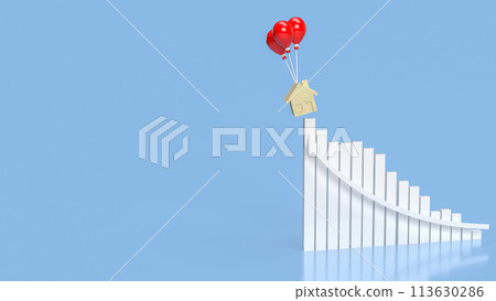 The house wood and balloons  for property or building concept 3d rendering. 113630286