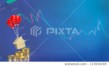 The house wood and balloons  for property or building concept 3d rendering. 113630289