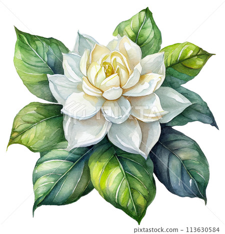 Watercolor illustration of gardenia 113630584
