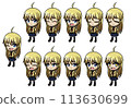 Illustration set of a blonde girl wearing a sailor suit 113630699