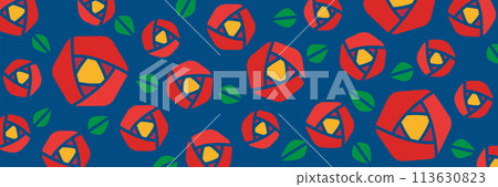 Retro red camellia flower vector background image Retro red camellia flower vector background image 113630823