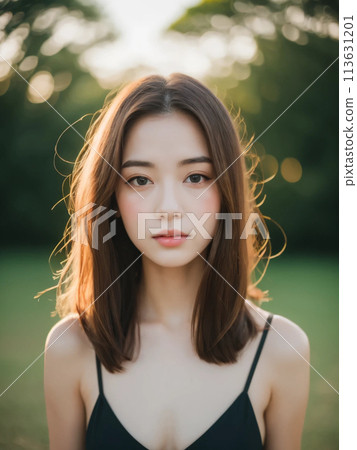 A woman with long hair wearing a black dress and making a pose in the mountains A woman with long hair wearing a black dress and making a pose in the mountains 113631201