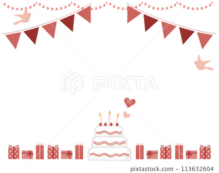 Birthday cake and gift frame Birthday cake and gift frame 113632604