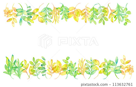 Watercolor painting. Watercolor nectar plant frame. Watercolor plant leaf illustration. Plant frame. 113632761