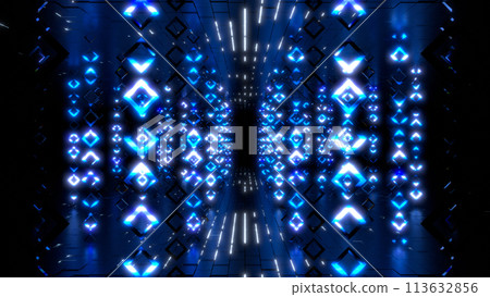 VJ Tunnel Corridor Ring Square Flashy Neon Blue [Alternate Version Available] 113632856