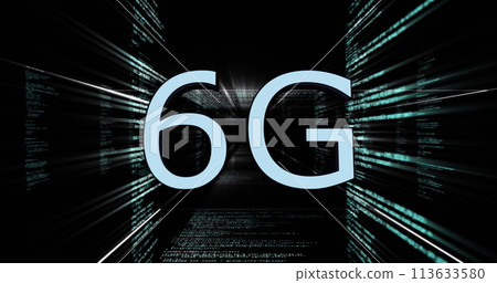 Image of 6g text and computer data processing 113633580