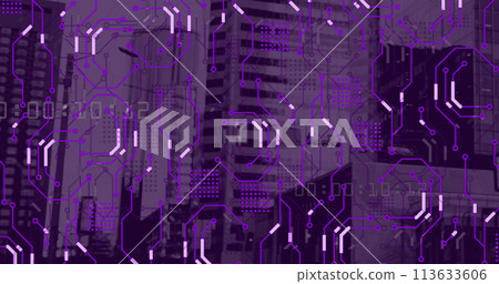 Image of data processing, cityscape and connections 113633606