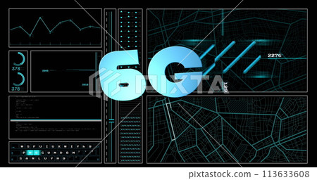 Image of 6g text and computer data processing 113633608