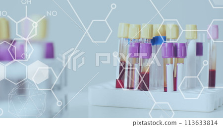 Image of chemical structures over test tubes 113633814