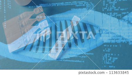 Image of dna strand and data processing over samples 113633845