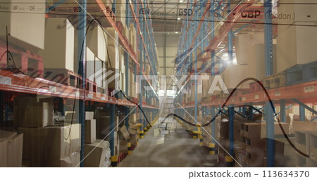 Image of statistics and data processing over warehouse 113634370