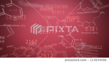 Image of digital interface with icons and data processing 113634498