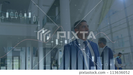 Image of statistics processing over businessman 113636052