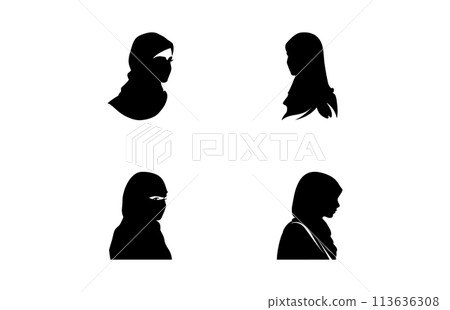 Muslim woman in hijab fashion silhouette set, Woman Hijab Silhouette Design set Muslim woman in hijab fashion silhouette set, Woman Hijab Silhouette Design set 113636308
