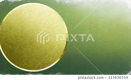 A green Japanese-style background frame with the image of matcha, fresh greenery, and tea (AI-generated material) 113636559