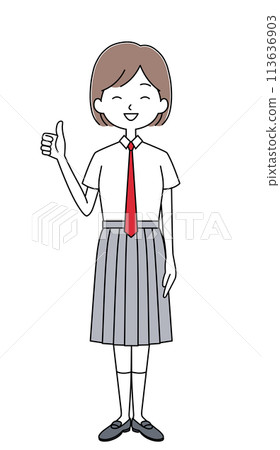 女學生插畫（夏裝/領帶） 113636903