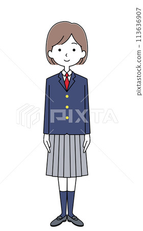 Illustration of a female student (winter clothes/blazer) Illustration of a female student (winter clothes/blazer) 113636907