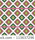 Beautiful seamless pattern handmade ikat art.folk embroidery and Mexican style. Aztec geometric art ornament print. photo mandalas pattern and Background concept. 113637296