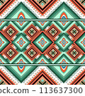 Beautiful seamless pattern handmade ikat art.folk embroidery and Mexican style. Aztec geometric art ornament print. photo mandalas pattern and Background concept. 113637300