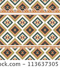 Beautiful seamless pattern handmade ikat art.folk embroidery and Mexican style. Aztec geometric art ornament print. photo mandalas pattern and Background concept. 113637305