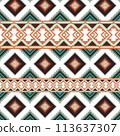 Beautiful seamless pattern handmade ikat art.folk embroidery and Mexican style. Aztec geometric art ornament print. photo mandalas pattern and Background concept. 113637307