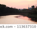 River, Fukuoka Tower and dusk 113637310