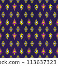 Beautiful seamless pattern handmade ikat art.folk embroidery and Mexican style. Aztec geometric art ornament print. photo mandalas pattern and Background concept. 113637323