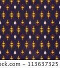 Beautiful seamless pattern handmade ikat art.folk embroidery and Mexican style. Aztec geometric art ornament print. photo mandalas pattern and Background concept. 113637325