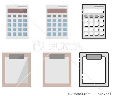 Icons of various tastes | Calculator and clipboard Icons of various tastes | Calculator and clipboard 113637631