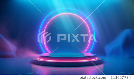 3D background tech podium, future platform stage, abstract game circle glow, 3D background tech podium, future platform stage, abstract game circle glow, 113637784
