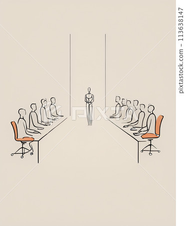 會議室人辦公室職員AI機器人超簡單插畫 會議室人辦公室職員AI機器人超簡單插畫 113638147