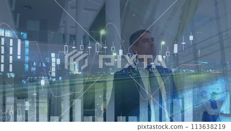 Image of statistics processing over businessman 113638219