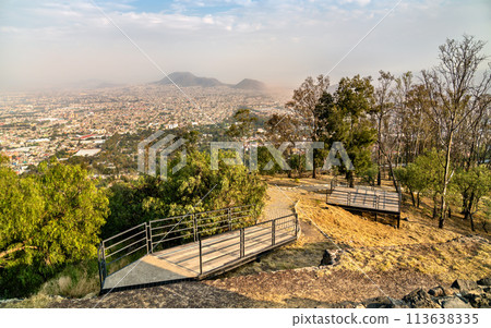 Volcanic ridge in Mexico City as seen from Cerro de la Estrella National Park in Mexico Volcanic ridge in Mexico City as seen from Cerro de la Estrella National Park in Mexico 113638335