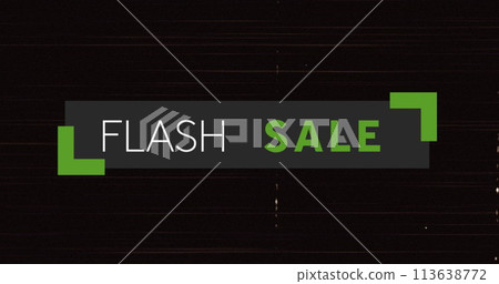 Image of flash sale text on grey banner over flickering black background Image of flash sale text on grey banner over flickering black background 113638772