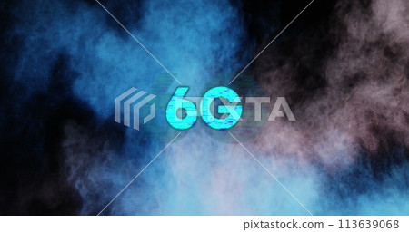 Image of 6g text in blue over colourful powder being thrown in background 113639068