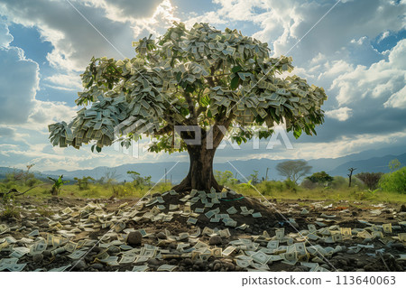 Photo of tree made of dollars Photo of tree made of dollars 113640063