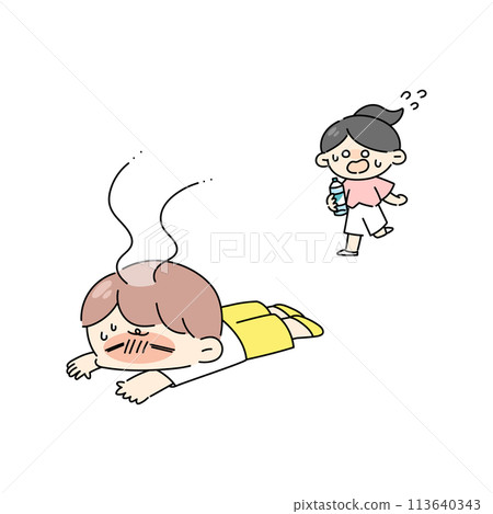 Illustration of a person collapsing from heat stroke Illustration of a person collapsing from heat stroke 113640343