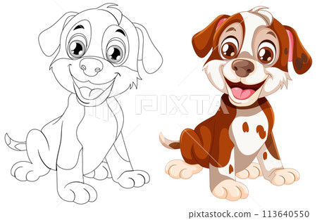 Cheerful Puppy Vector Illustration 113640550
