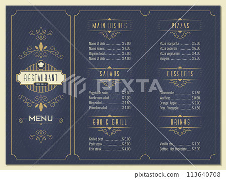 Menu design. Restaurant or cafe menus pages with place for text recent vector design project 113640708