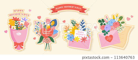 Mothers Day flower bouquet set 113640763