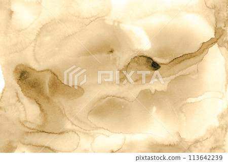 Vintage and antique background with sepia paint drops. Dirty photo paper texture with stains and scratches. memorable wallpaper in grunge style. Watercolor ocher illustration. Vintage and antique background with sepia paint drops. Dirty photo paper texture with stains and scratches. memorable wallpaper in grunge style. Watercolor ocher illustration. 113642239