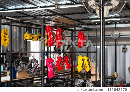 Checking car brake system for repair at car garage Checking car brake system for repair at car garage 113642376