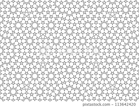 Seamless geometric ornament based on traditional islamic art. Black and white. Seamless geometric ornament based on traditional islamic art. Black and white. 113642420
